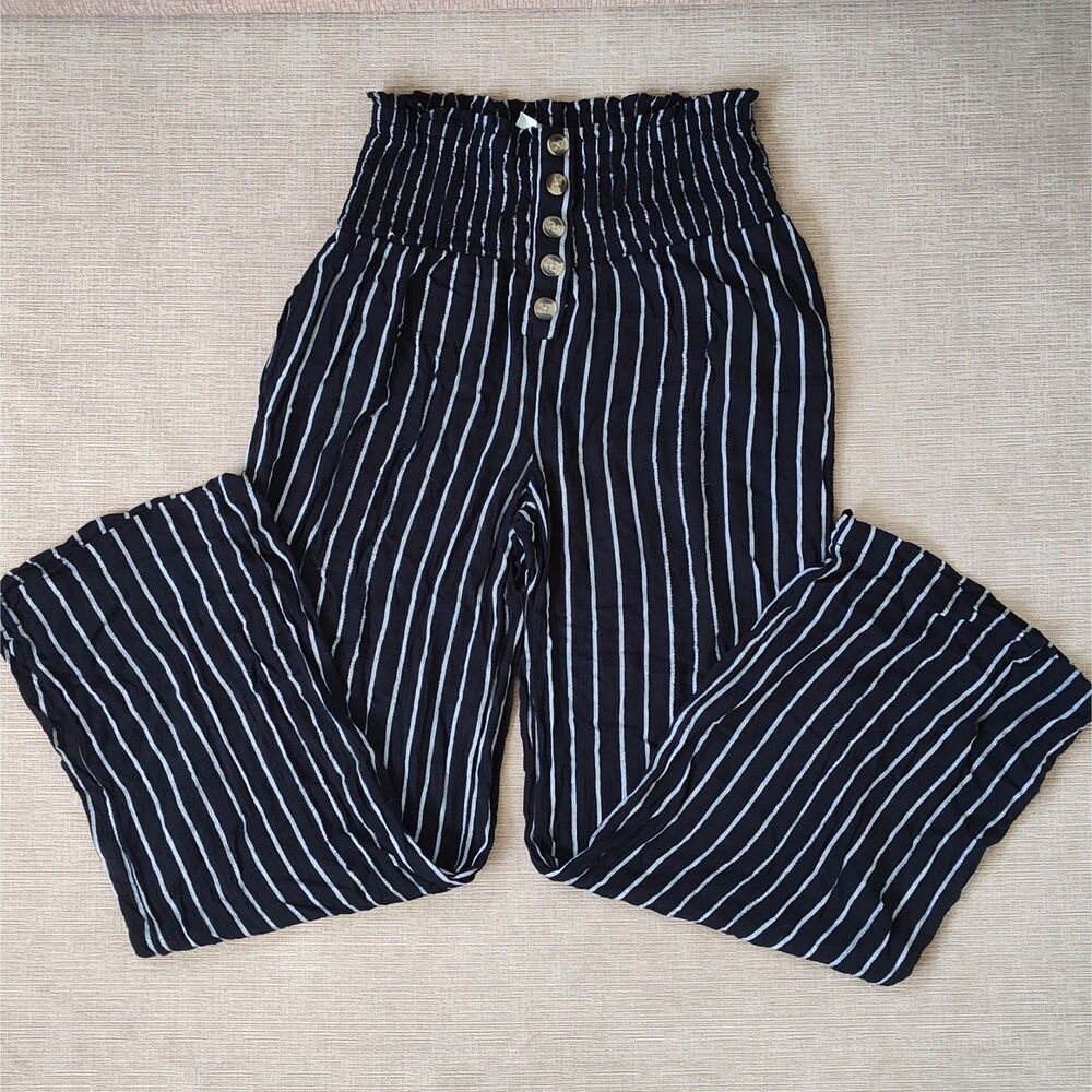 Pinstripe Strait wide leg trousers Indy Sleaze Goth Cottagecore Dark Boho Black